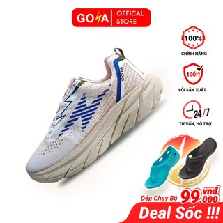 Giày thể thao chạy bộ nam nữ Goya Plus năm 2023 màu trắng kem đế 2- 4 phân
