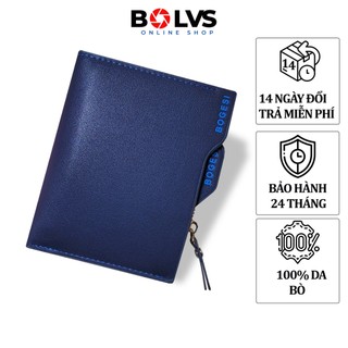 Ví nam da đựng tiền gập đẹp bỏ túi, bóp nam ví đựng thẻ tiền dáng đứng BOLVS mã VD 8