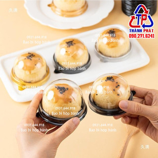 100 Hộp cầu đứng bánh lava XY68S - Hộp cầu đế đen đế vàng mini đựng bánh trung thu 50g