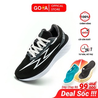 Giày thể thao chạy bộ nam nữ Goya Strides 1 năm 2024 màu đen trắng