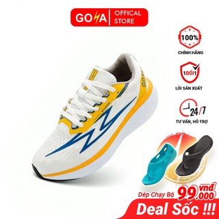 Giày thể thao chạy bộ nam nữ Goya Strides 1 năm 2024 màu vàng trắng
