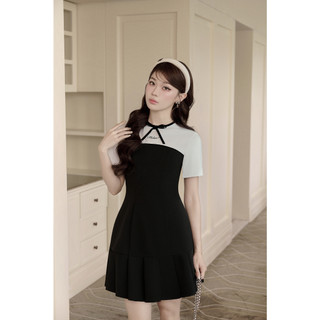 Đầm váy mini xếp ly dáng xoè Sora dress đính nơ cổ basic nhẹ nhàng nữ tính by Khales