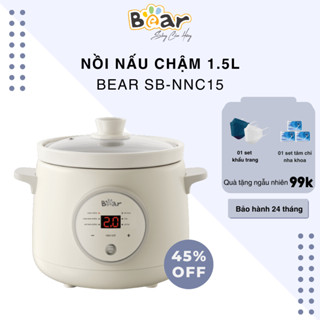 Nồi nấu chậm BEAR 1,5L Đa Năng Nấu Cháo Hầm Giữ Ấm Giữ Trọn Chất Dinh Dưỡng Bản Tiếng Việt -SB-NNC15- Bảo Hành 18 Tháng