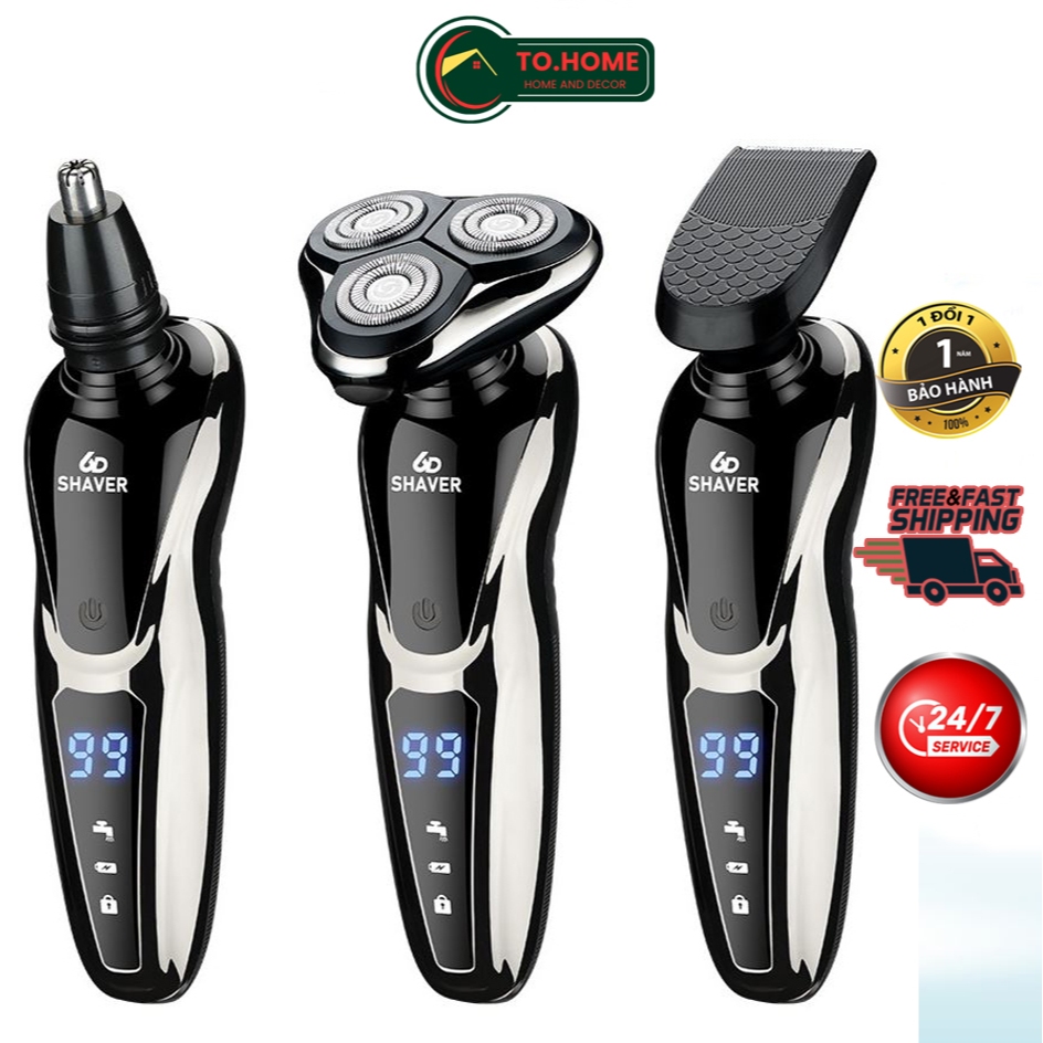 Máy Cạo Râu Shaver 6D DHC 3 Chức Năng 3 Lưỡi Kép , Cạo Sạch Em Ái, chống nước IP7, Bảo Hành 1 Đổi 1 