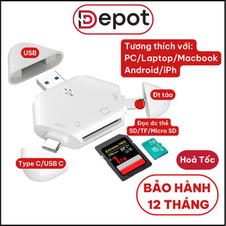 Đầu đọc thẻ nhớ SD TF dành cho điện thoại IPh, Android, PC, Mac, Laptop, đầu đọc thẻ nhớ đa năng 2in1, 3in1.