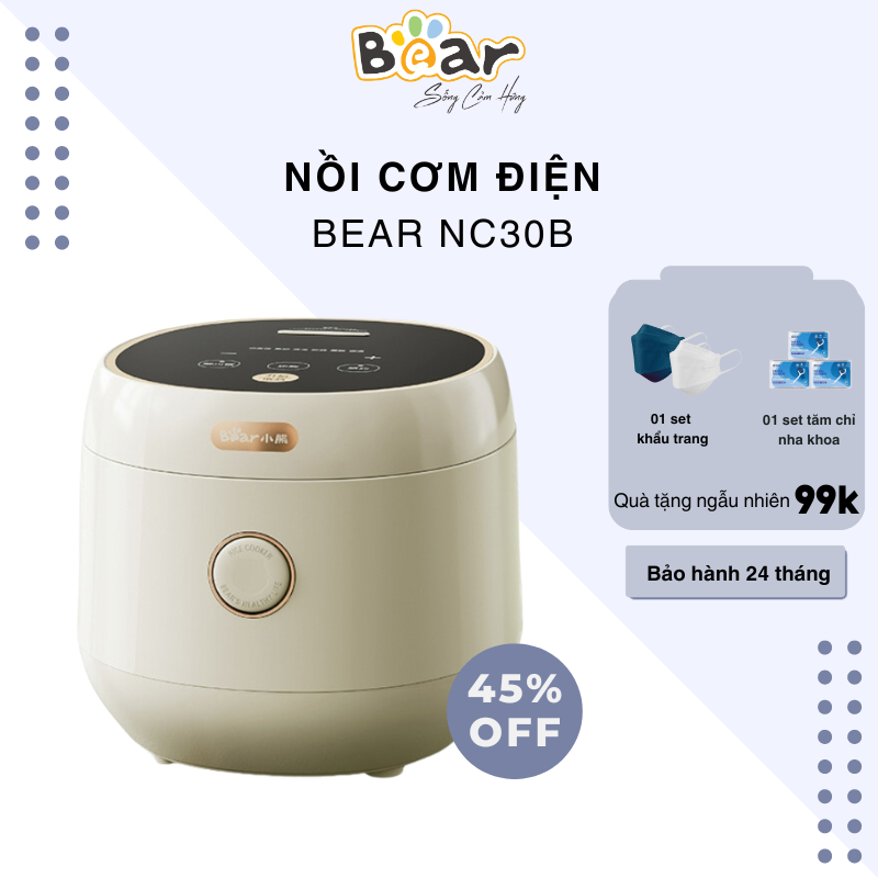 Nồi Cơm Điện Tử Bear 3L SB-NC30B Lòng Nồi 6 Lớp Đa Năng Nấu Cơm Nấu Cháo Hầm Hấp Hâm Nóng Thích Hợp Cho 2 -5 Thành Viên