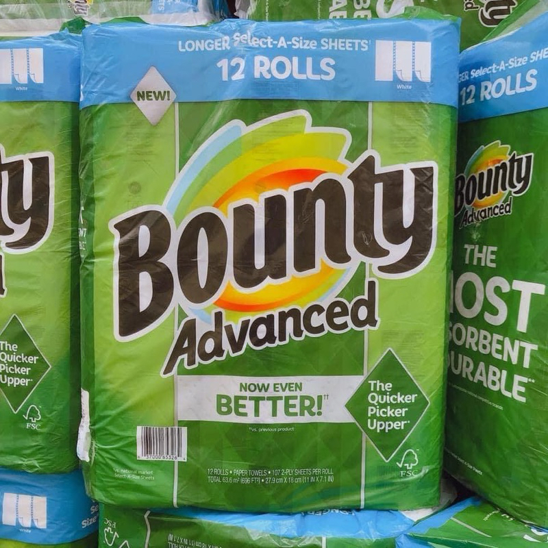 [Hàng Mỹ 🇺🇸 Lốc 12 cuộn] Khăn Giấy Cuộn Đa Năng Bounty Advanced của Mỹ 🇺🇸
