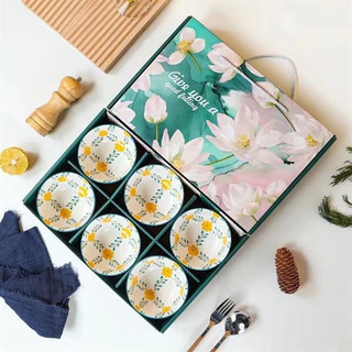 Bộ 6 Chén Ăn Cơm, Bát Ăn Cơm gia đình có hộp quà,chén bát ăn cơm nhiều màu, chén sứ kiểu Nhật