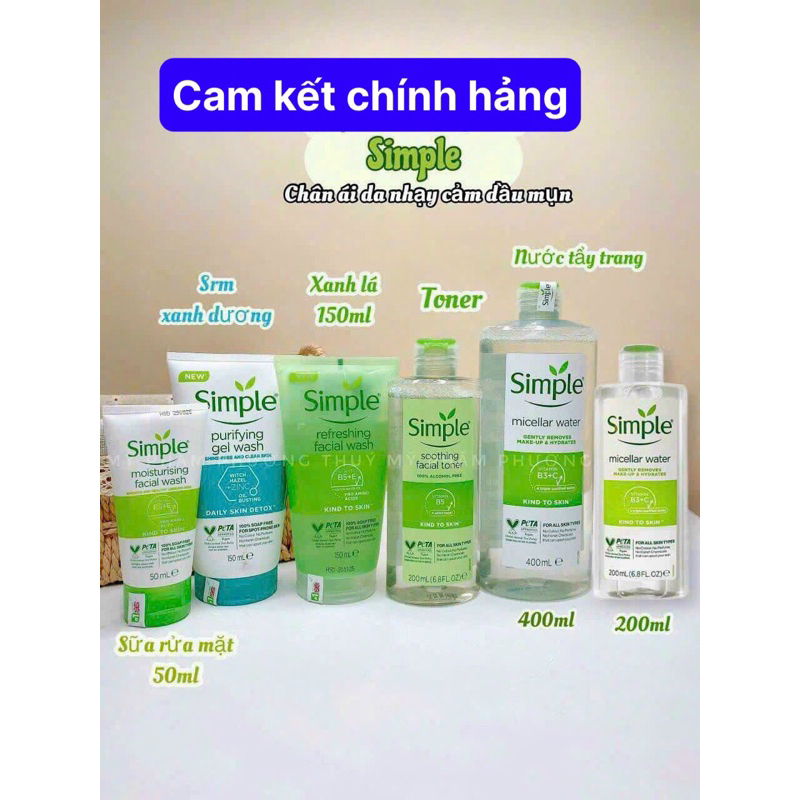 [Bao Hàng chính hãng ] Simple-Sữa Rữa Mặt Simple -Tẩy Trang Simple