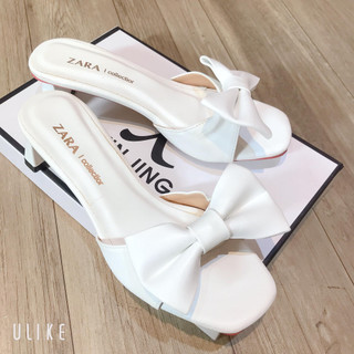 Guốc nơ trắng đế dẹp - sale