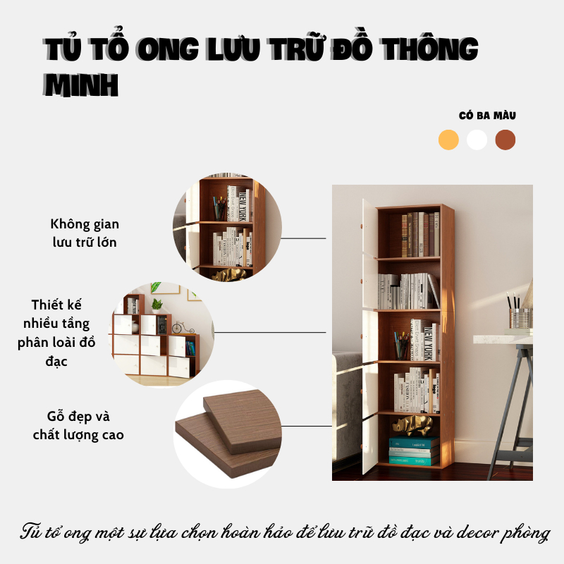 Tủ tổ ong nhiều tầng có ngăn tủ đa năng, đựng đồ kệ sách gỗ để đồ, phong cách hiện đại ND55 | BigBuy360 - bigbuy360.vn