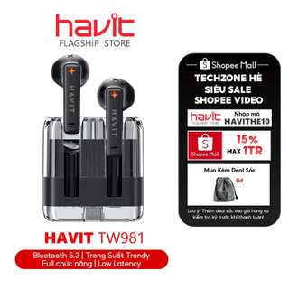 Tai Nghe Không Dây Havit TW981 | Trong Suốt Trendy | Âm thanh tái tạo | Bluetooth 5.3