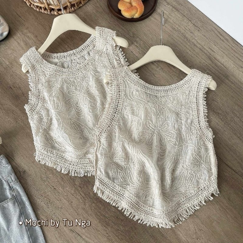Áo len lưới sát nách sợi mỏng hàng QC