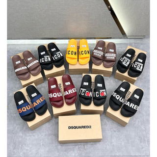 Dép lê nam DSQ Icon - Dép nam quai ngang dsquared cao su đủ màu sắc in chữ nổi đế dập vân chống trơn