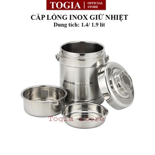Cặp lồng inox 3 tầng togia, cặp lồng giữ nhiệt cao cấp cách nhiệt dung tích 1.4/1.9 lít