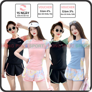  Bộ Đồ Bơi Nữ Áo Tắm Hai Mảnh Ngắn Tay Có Đệm Ngực Quần 2 Lớp Che Bụng Kín Đáo Hàng Chính Hãng YLIKE 