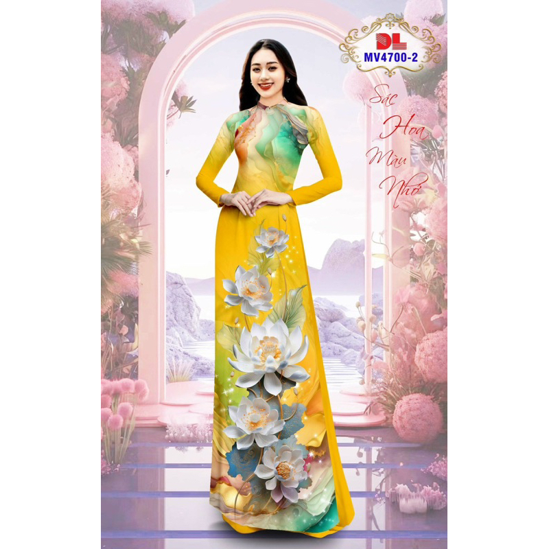 Vải áo dài in họa tiết hoa sen