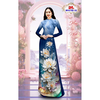 Vải áo dài in họa tiết hoa sen