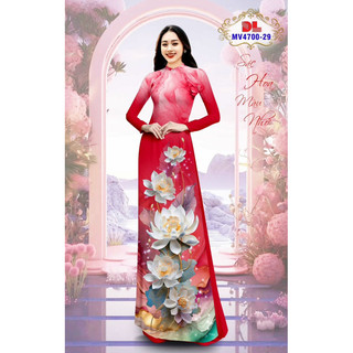 Vải áo dài in họa tiết hoa sen