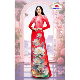 Vải áo dài in họa tiết hoa sen