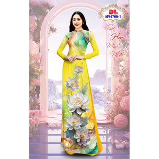 Vải áo dài in họa tiết hoa sen