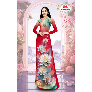 Vải áo dài in họa tiết hoa sen