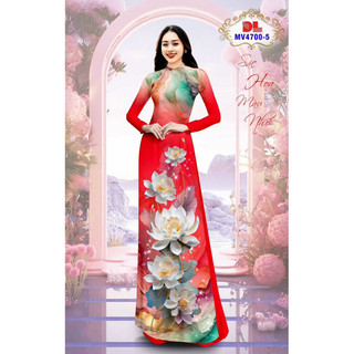 Vải áo dài in họa tiết hoa sen