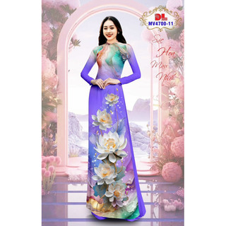 Vải áo dài in họa tiết hoa sen