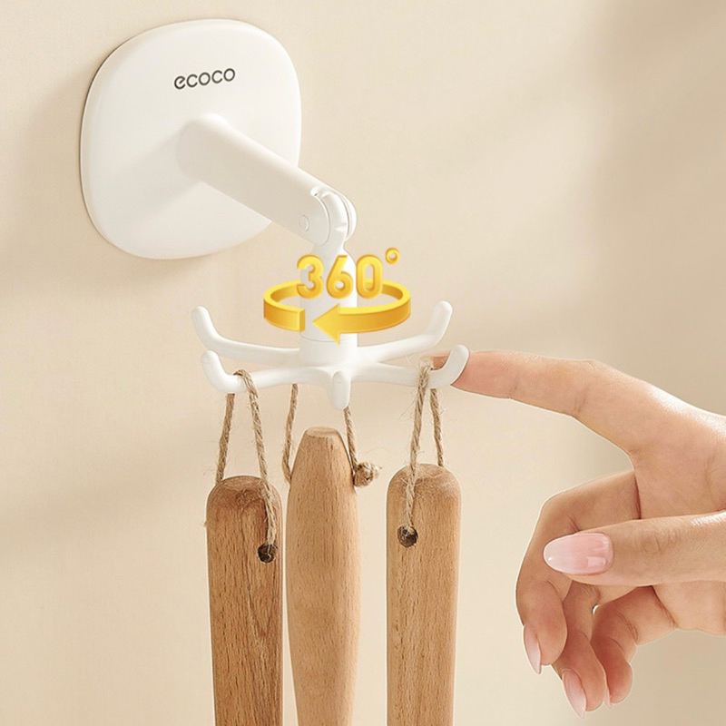 Móc treo đồ đa năng xoay 360 độ dán tường Ecoco, móc treo đồ 6 cạnh chịu lực Ecoco - ECOCO 23163