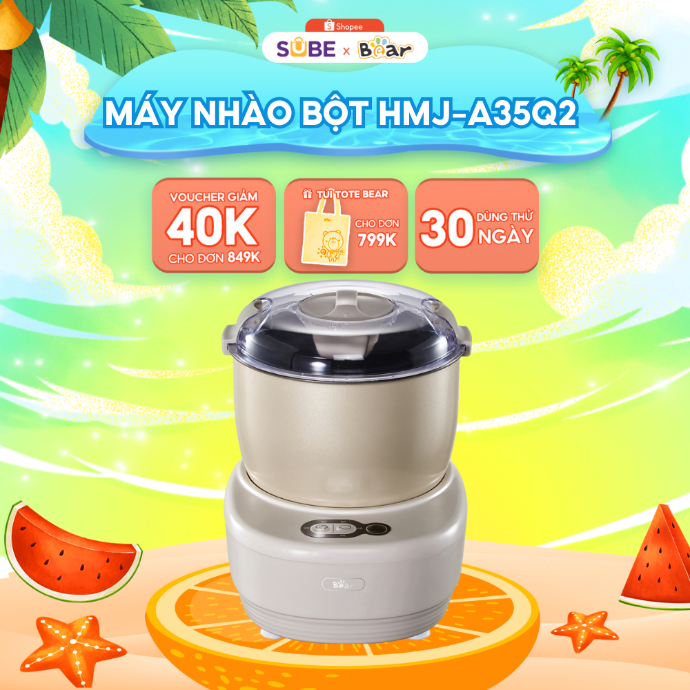 Máy Trộn Bột 3,5L Bear HMJ-A35M1 - Bản Nội Địa, Inox 304, Ủ Bột, Trộn Nhanh, Công Suất Lớn - Bảo Hành 12 Tháng