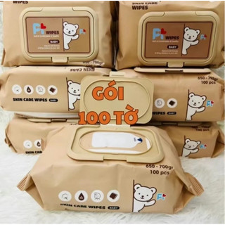 1 gói khăn giấy ướt PT Wipes 100 tờ an toàn mềm mịn cho da em bé