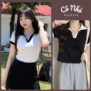 Áo polo nữ bigsize nữ cổ bẻ tay ngắn dáng croptop lên phom tôn dáng vải borip mềm mại a41