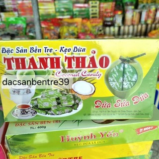 Kẹo dừa lá dứa sầu riêng Thanh Thảo ( gói tay, hộp 220g  )