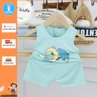 , Đồ bộ ba lỗ Rabbit vải thun mềm chú gấu cho bé, đồ bộ ở nhà cho bé, UCHI29
