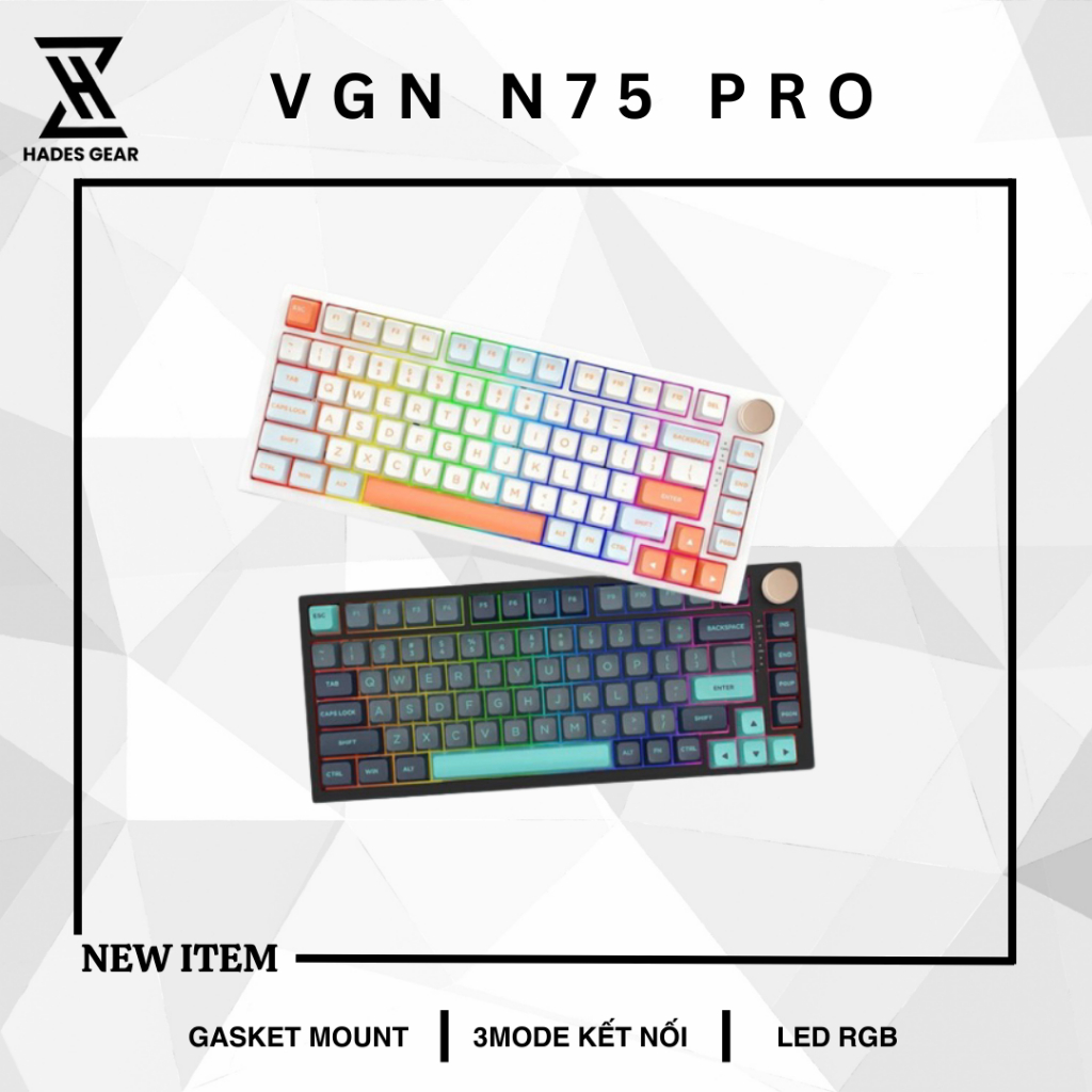 (Sẵn) Bàn Phím Cơ Không Dây VGN N75 PRO 3 Mode | Led RGB | Gasket Mount - Hades.Gear