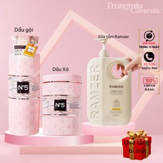 Combo sữa tắm dầu gội, Cặp Dầu Gội Xả Nước Hoa nữ N5 1600ml+ 1 Chai Sữa Tắm Ramze Trắng Da 1000ml