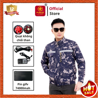 Áo điều hòa 2 quạt Fukuji chính hãng F24+, áo quạt gió 74000mAh dùng liên tục trên 10 giờ bảo hành 12 tháng