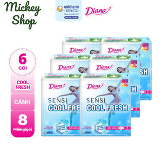 Combo 6 gói băng vệ sinh Diana SenSi Cool Fresh siêu mỏng cánh gói 8 miếng