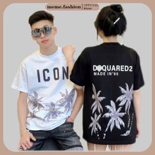 Áo thun unisex DSQ icon in hình cây dừa,áo phông  nam nữ dsquared form rộng từ 45kg-75kg.