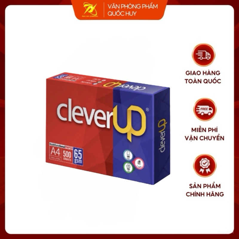 GIẤY A4 BÃI BẰNG CLEVER ĐL65 ĐỘ TRẮNG 90, 1 GRAM/500 TỜ- VPP QUỐC HUY.