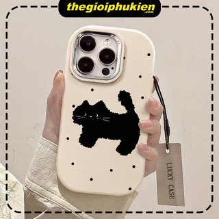 Ốp lưng iphone mềm chống sốc camera mạ kim Mèo đen chấm bi ip 6/7/8/plus/x/xr/xs/11/12/13/14/15/pro max - gb2018