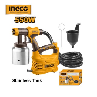Máy phun sơn INGCO SPG5008-2 Súng phun sơn dùng điện công suất 550W, áp suất phun 0.1-0.2Bar, dung tích bình chứa 800ml