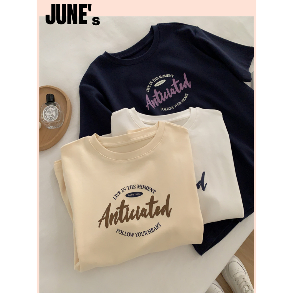 JUNE's Áo thun nữ có in họa tiết cổ điền kiểu tròn dáng rộng - Freesize