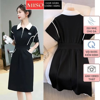 Váy Polo Dáng Dài Cổ Bẻ Kéo Khóa V99 ,Đầm Thiết Kế Có Túi Phong Cách Hàn Quốc Đi Chơi Dự Tiệc