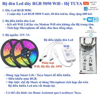 Bộ đèn Led dây DIY RGB 5050, Wifi, Zigbee, App Tuya Smart Life / Home Assistant (Hass) -