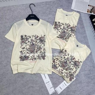 Áo thun nữ tay ngắn cổ tròn in hình hoa bướm chữ Di hàng Quảng Châu, áo phông mùa hè form vừa chất cotton mát đẹp 244127