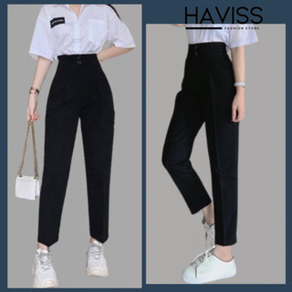 Quần tây baggy ống đứng Haviss dáng dài cạp cao 2 cúc chất vải Vintex mềm mịn đi học đi làm thời trang công sở nữ