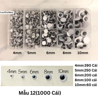  Hộp 1000 mắt thú dán len nhiều size 