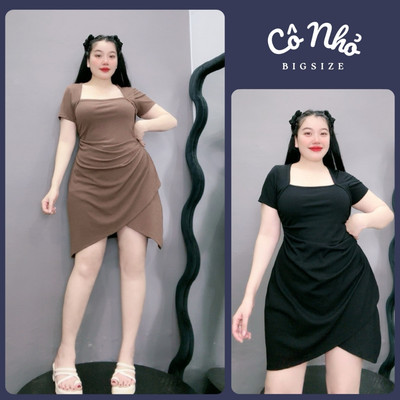 Đâm Bigsize Nữ Thiết Kế Ôm Body Cổ Vuông Tay Ngắn Xẻ Tà Nhọn Thời Trang Đi Tiệc Vải Thun Gân G658