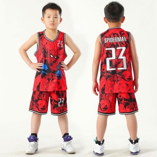 Bộ quần áo bóng rổ cao cấp trẻ em Chicago Bulls nhện đỏ vải mè cao cấp